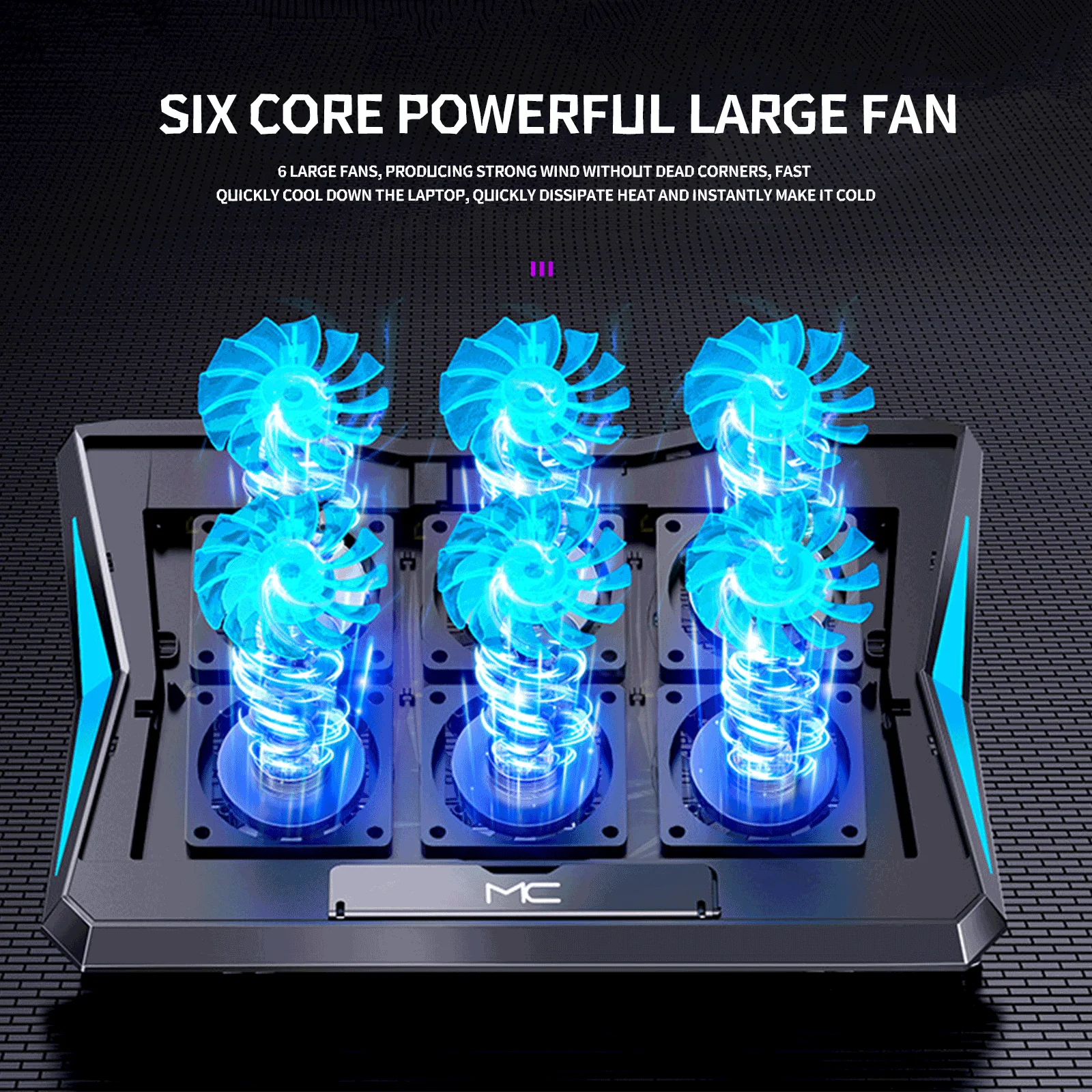 Фото Игры RGB Ноутбук Холодильник 2 USB порта 6 вентиляторов Игры Led Light Ноутбук Холодильник для 12 - 18 - дюймовых ноутбуков MacBook №4