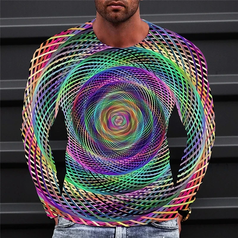 

Men's T shirt Graphic Technology Crew Neck Clothing Apparel 3D Print Outdoor Casual Long Sleeve Print Fashion Designer Simple