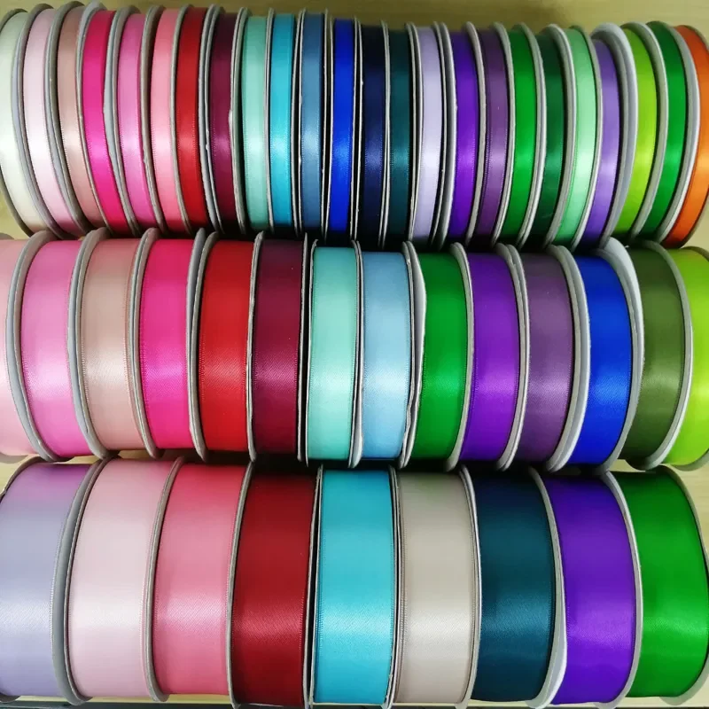

(100Yards) Wholesale 6/9/13/16/25/38/50mm Double Sided Satin Ribbon 100% Polyester Solid Satin Ribbon Tapes 42 790279