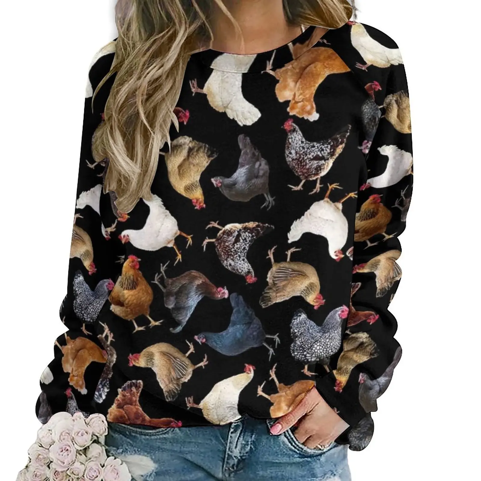 

Funny Chicken Casual Hoodies Women Cute Chickens Elegant Graphic Hoodie Winter Long Sleeve Harajuku Oversize Sweatshirts Present
