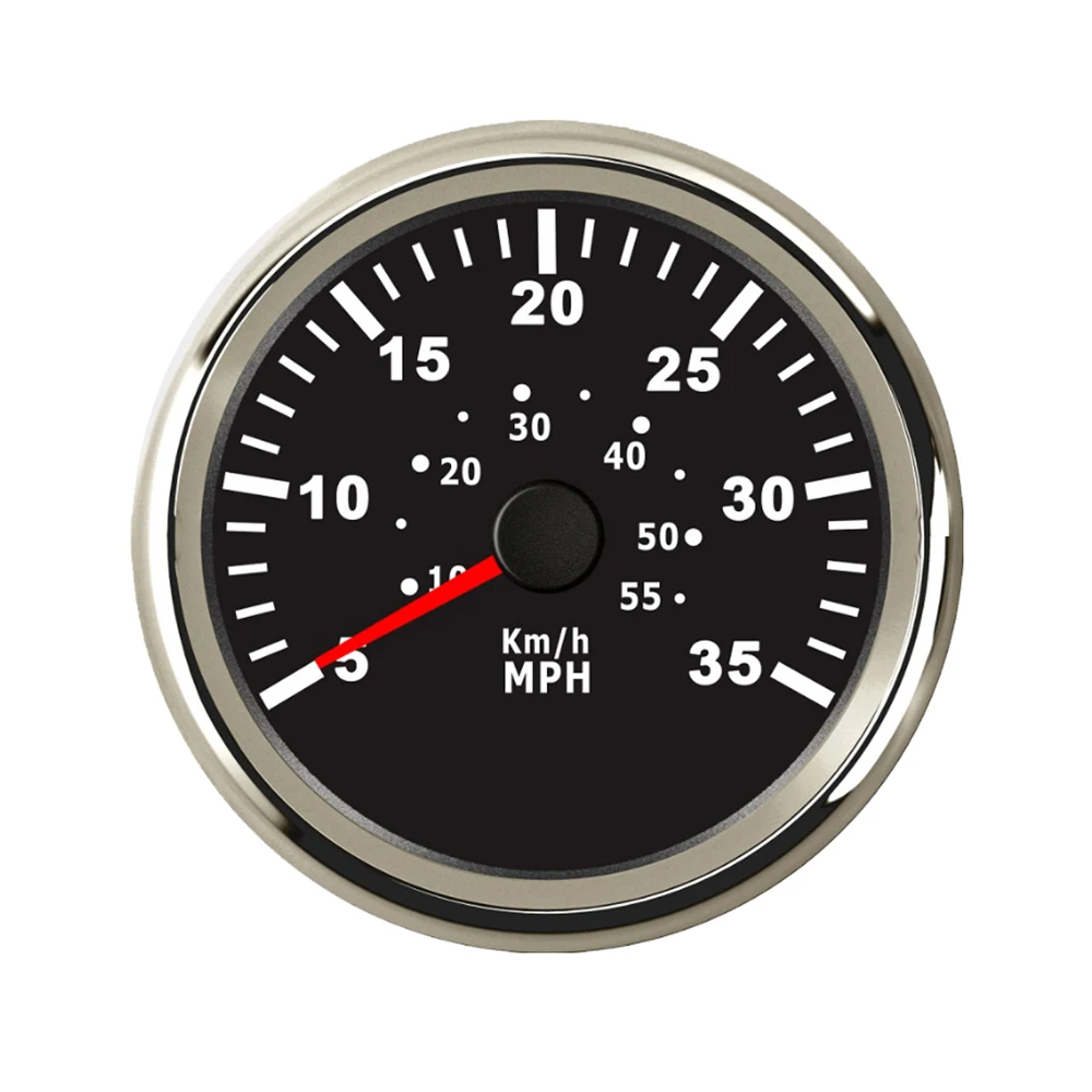 

Waterproof 85mm Boat Speed Gauge 0-35 MPH Pressure Speedometer Pitot Tube Pressure Signal with Red Backlight