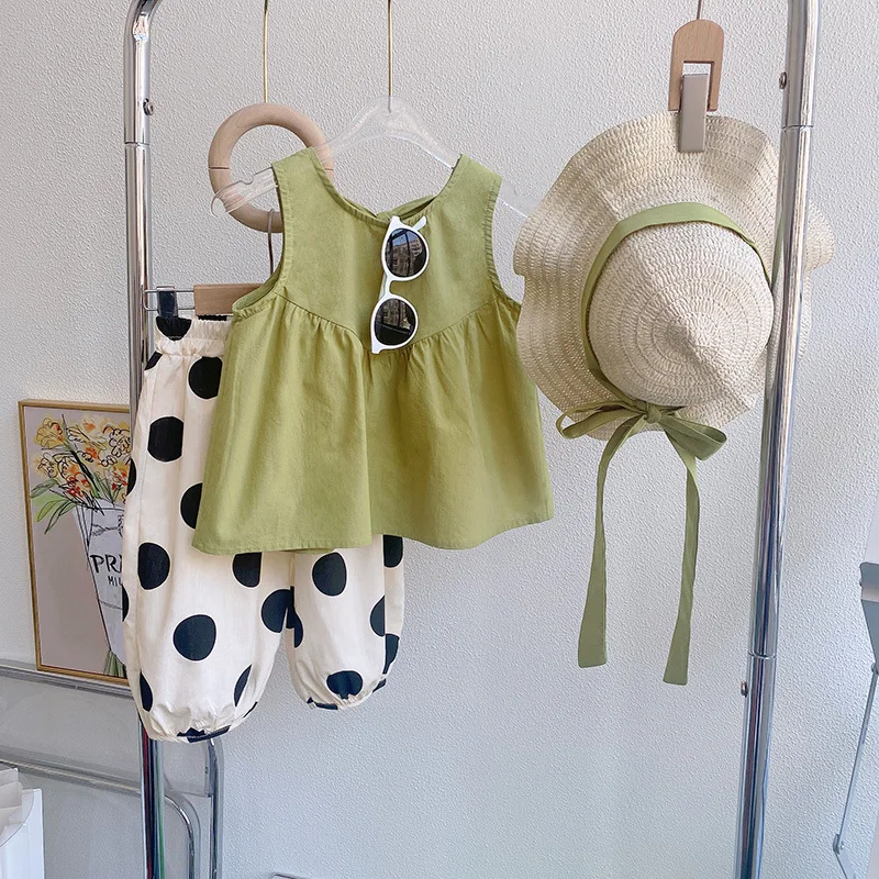 

Clothes Strap Clothing Pant Set And Girls Vest Children 2pc With Set Tops Pants Korean Style Mosquito Spaghetti Cotton Summer
