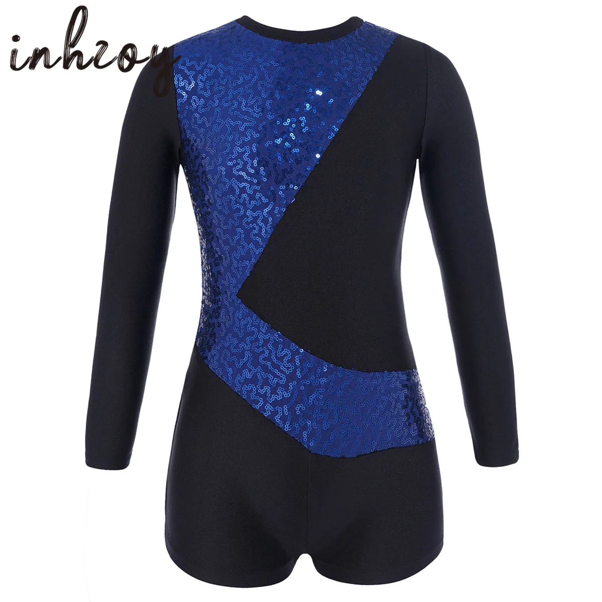 

Shiny Sequins Ballet Moden Jazz Dance Shorty Unitard Kids Girls Mesh Splice Longsleeve Gymnastics Leotard Jumpsuit Bodysuit