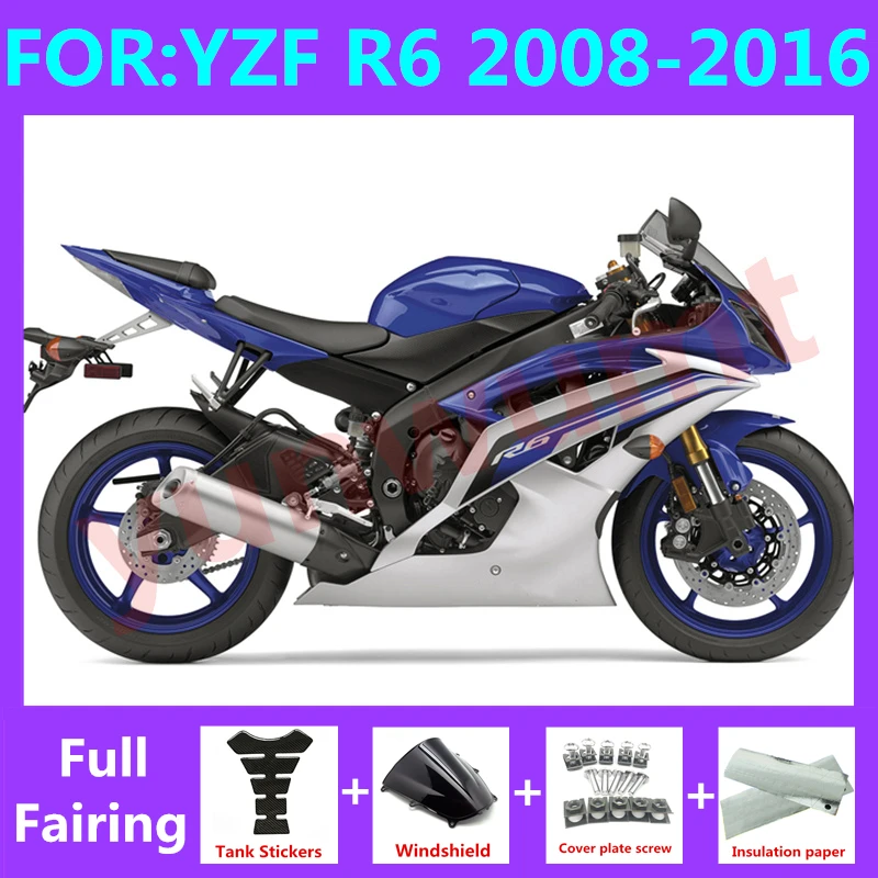 

Motorcycle full Fairing Kit fit For YZF R6 2008 2009 2010 2011 2012 2013 2014 2015 2016 YFZ-R6 Bodywork Fairings set blue white