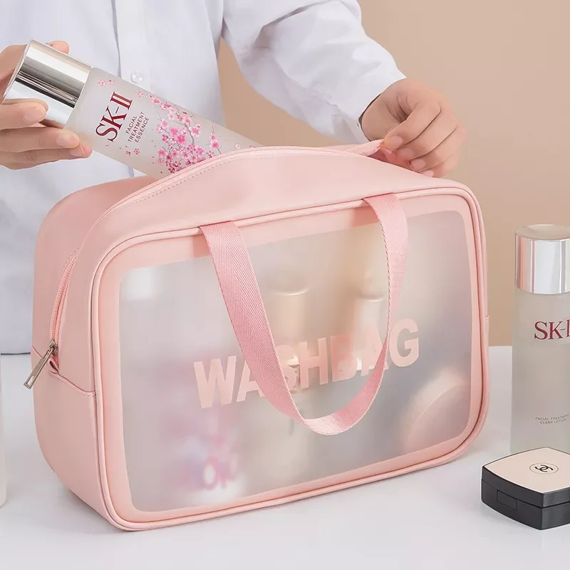 

Transparent Waterproof Cosmetic Bag for Women Large Capacity Portable Travel Scrub Toilet Makeup Bag Dressing Storage Bag