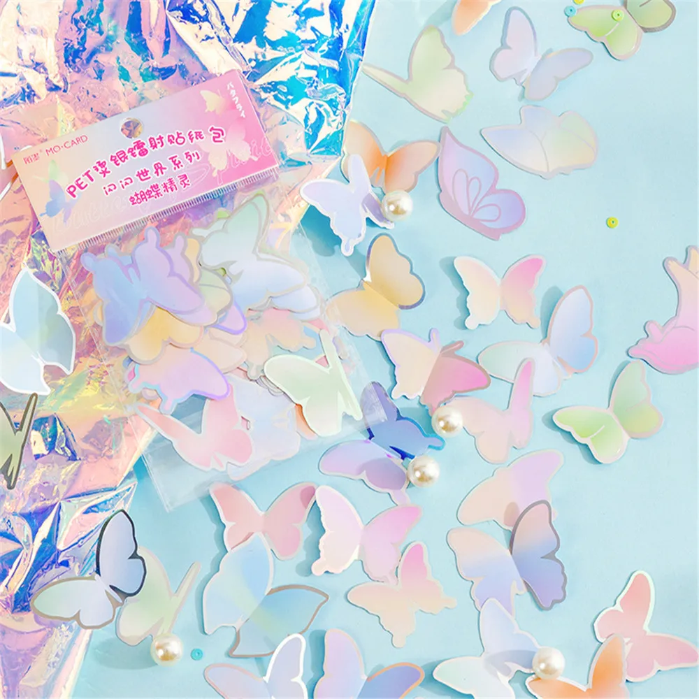 

46/72 шт., лазерные наклейки в виде бабочек