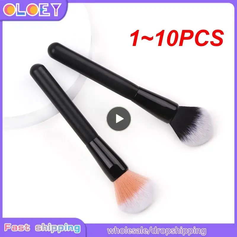 

1-10 шт. Одиночная Кисть для макияжа для румян Жидкая основа для макияжа Рассыпчатая пудра хайлайтер плоская кисть Кисть для макияжа