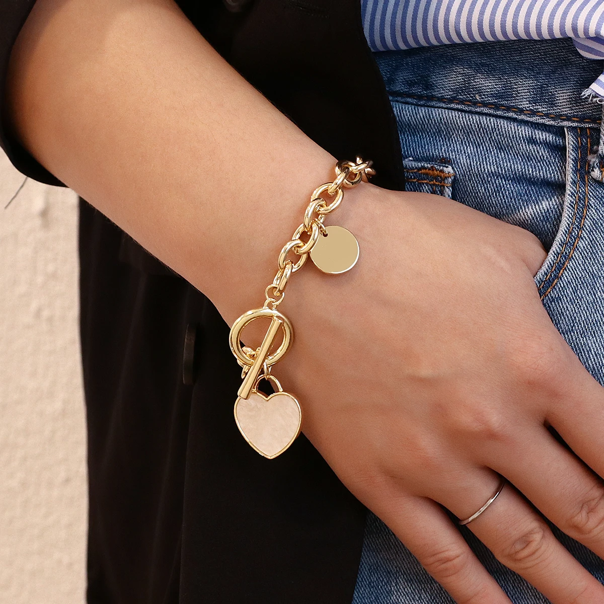 Модный толстый браслет-цепочка AENSOA в стиле панк эффектные уникальные браслеты из