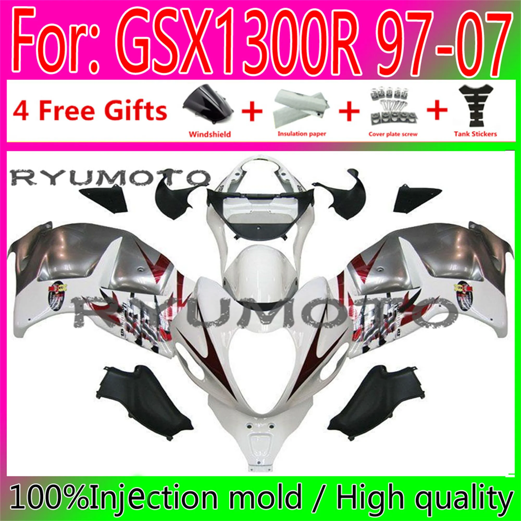 Фото Полный обтекатель мотоцикла HAYABUSA для Suzuki GSXR1300 03 04 05 06 07 GSX1300R 97 98 99 00 01 02, обтекатели кузова №1