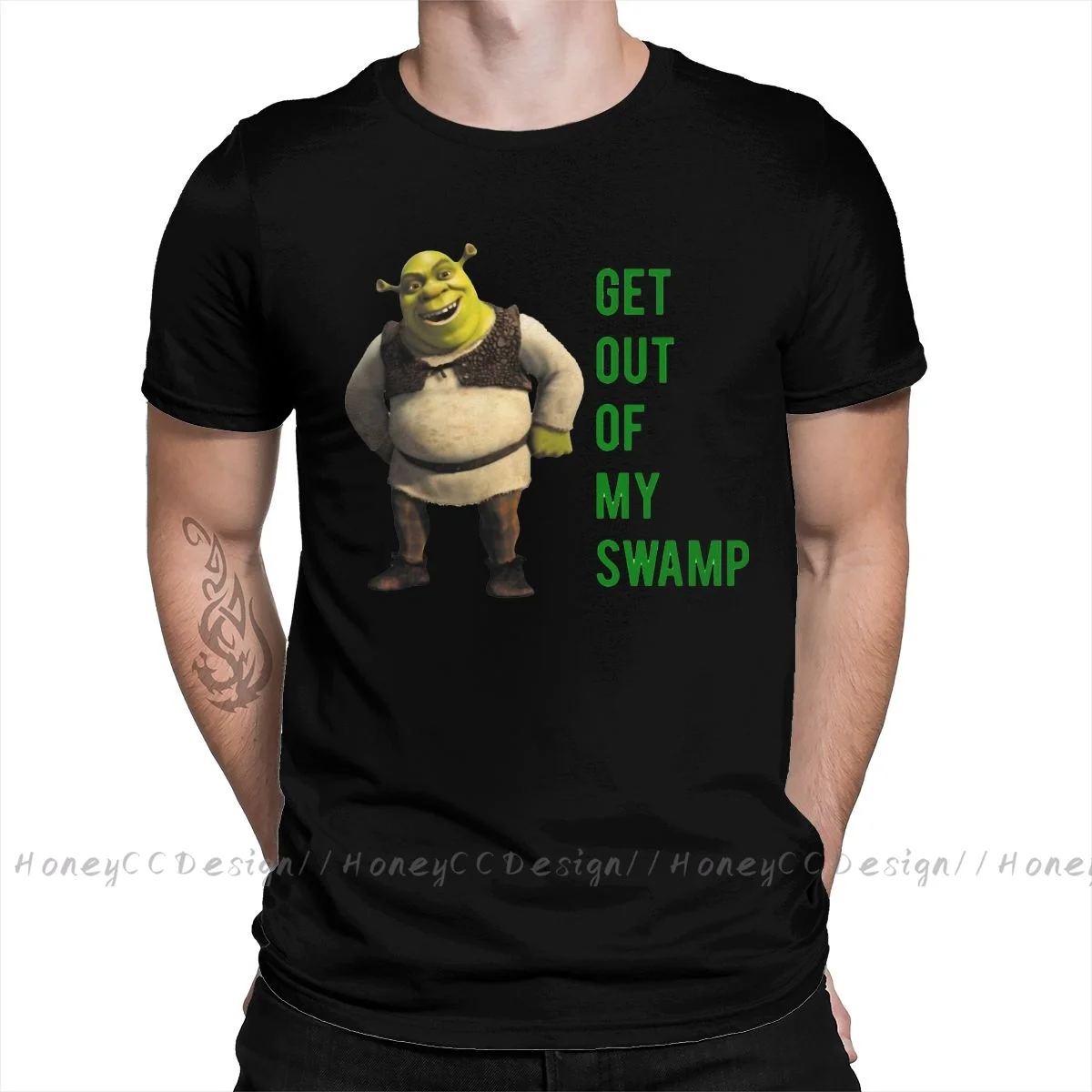 

Fashion Shrek Men Clothing Get Out Of My Swamp T-Shirt Summer O Neck Shirt Short Sleeve Plus Size