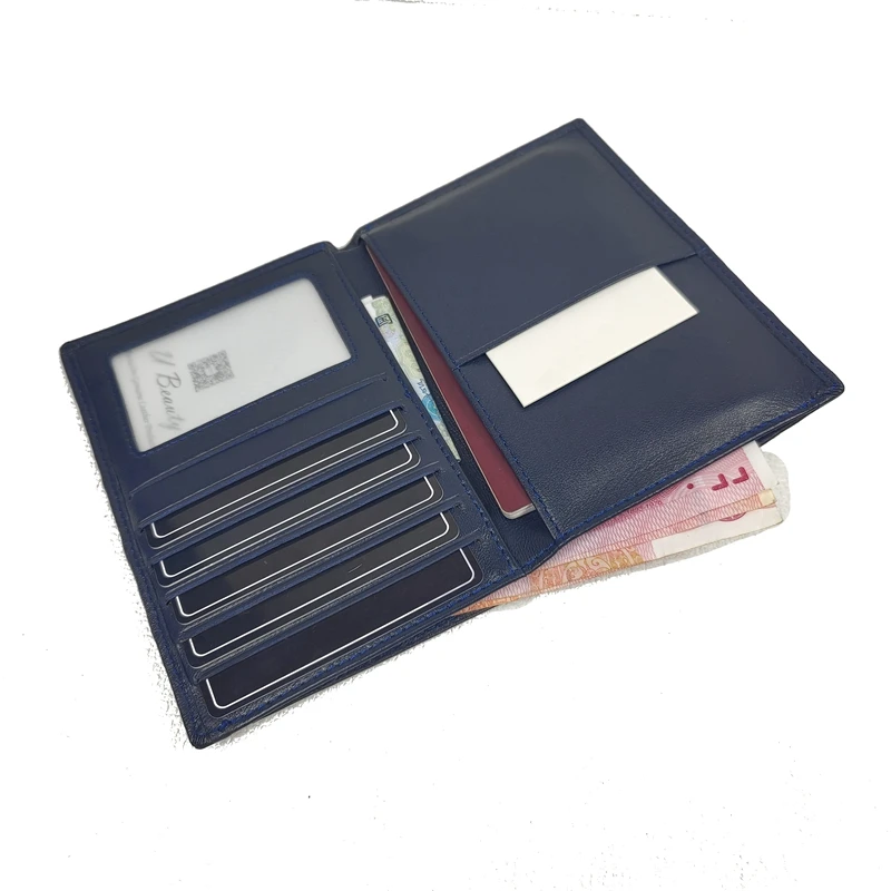 Premium Soft Sheep Leather Passport Holder Wallet Handmade Woven Genuine Lambskin Credit Card Holder Purse Passport Cover