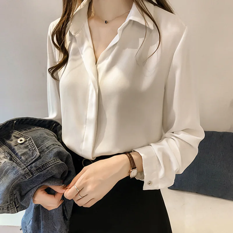 TFETTERS Brand Fashion Ladies Tops New Sprint Korean Chiffon Solid Color Women Shirts Long Sleeve Loose Blouse Womens Tops