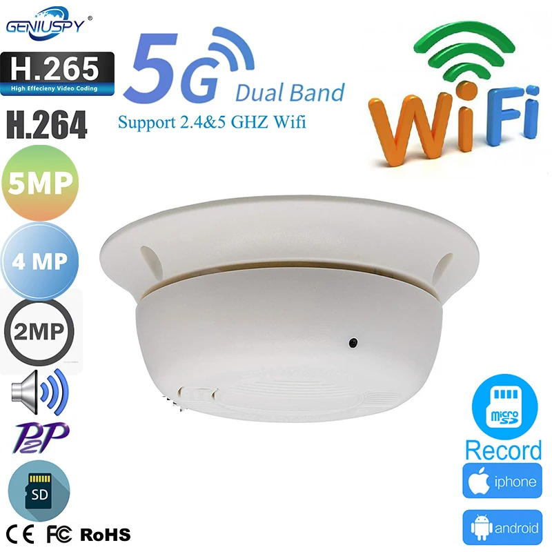 

5MP 4MP 1080P Wifi Audio Wireless Mini Covert Dome IP Camera H.264 H265 CCTV P2P Android IOS Smoke Anti-theft in Home Camhi