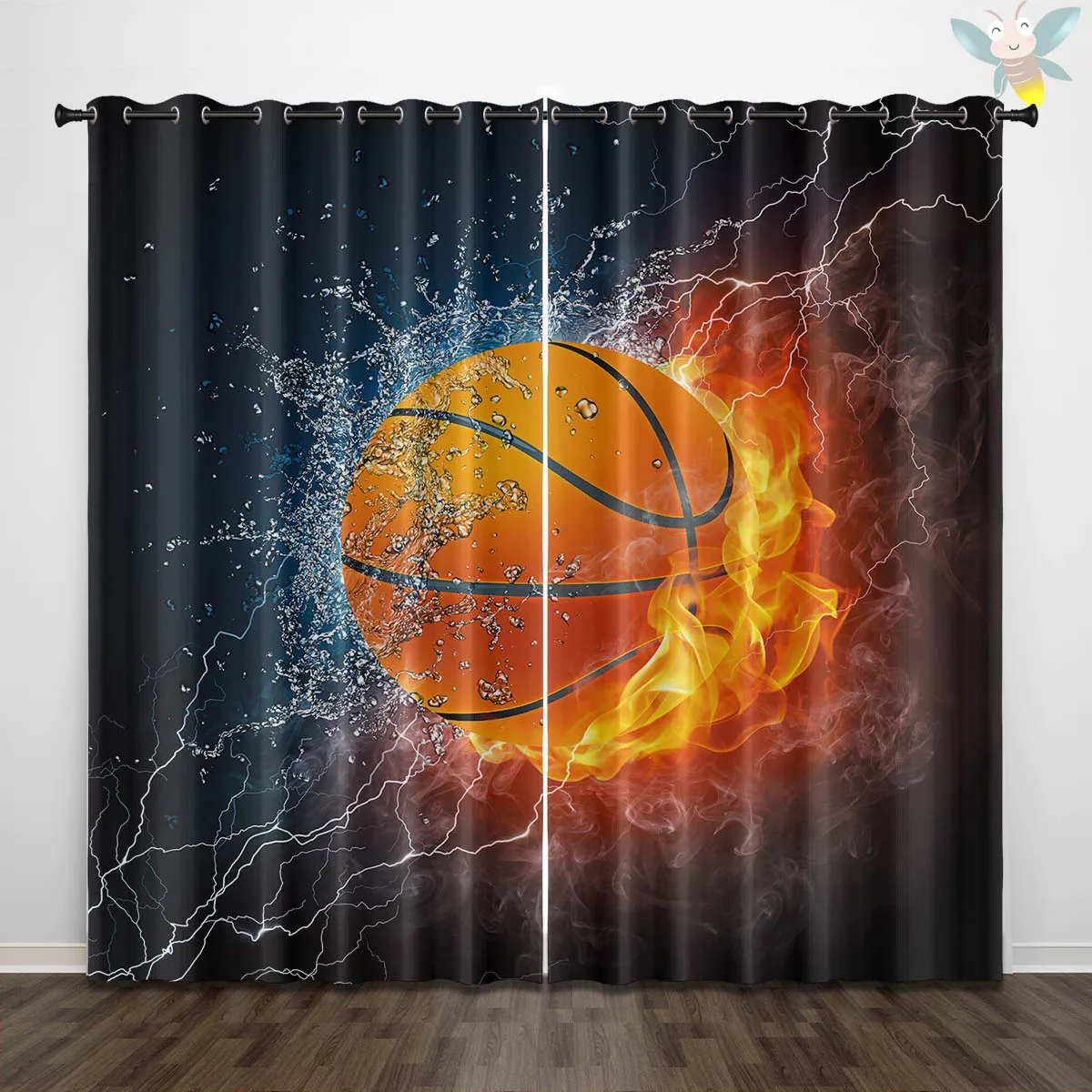 Двойная баскетбольная огненная занавеска с крово-красным дизайном для