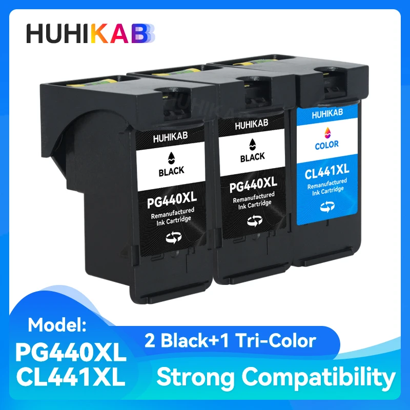 

HUHIKAB Compatible Ink Cartridge PG440 CL441 For Canon PG 440 CL 441 XL Pixma MG3140 MG3540 MG3640 MG3640S MG4240 MX438 MX518