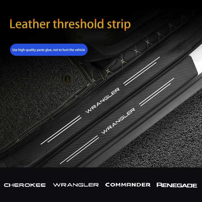 4 шт. кожаные наклейки на пороги автомобиля Jeep Cherokee Commander Renegade Wrangler