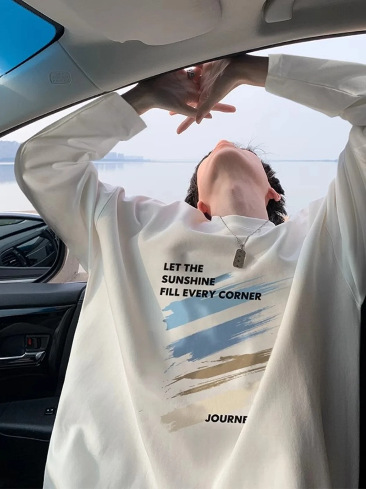 Белая хлопковая рубашка с длинными рукавами мужская весенне-осенняя модная