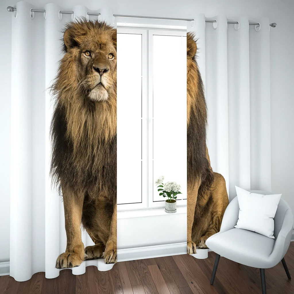 Индивидуальные шторы для комнат животные в джунглях лев 2 шт. современные плотные