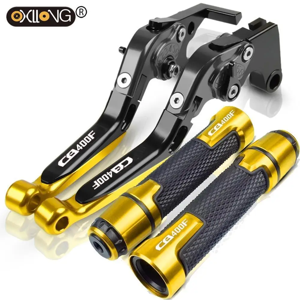 

For HONDA CB400F CB 400F 1989 1990 1991 Motorcycle Accessories Extendable Brake Clutch Levers and Handlebar Hand Grips ends