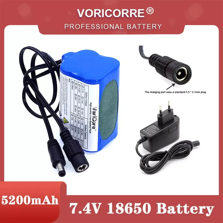 

NEW VariCore Protect 7.4 V 5200 mAh 8.4 V 18650 Li-lon Battery bike lights Head lamp special battery pack DC 5.5MM + 1A Charger