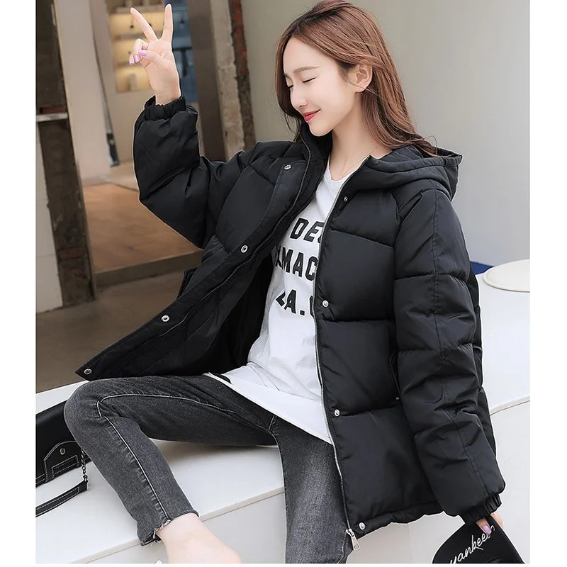 New Oversized Parka Warmth Thick Cotton Coat Loose Hooded Thickened Women's Autumn Winter Jacket 2021 Women Short Winter Jacket