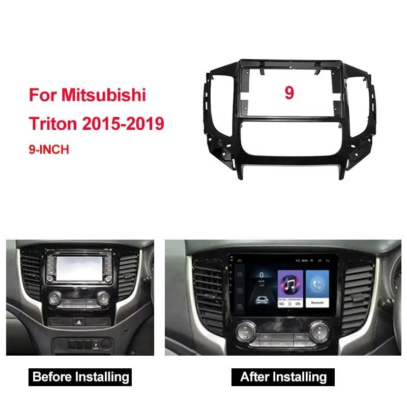 

Car Radio Fascia for 2017+ MITSUBISHI TRITON 9 inch Stereo Panel Dashboard Kit Refitting Installation Frame