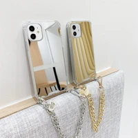 mirror love bracelet chain cell phone case for iphone 13 12 11 pro xs max xr 6 7 8 plus se lanyard crossbody neck strap cover