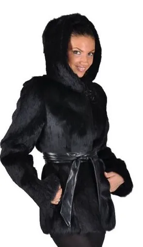 Autumn and Winter Women's Fur Imitation Marten Overcoats Imitation Fox Fur Jacket Mid-Length Hooded Jacket Faux Fur Coat