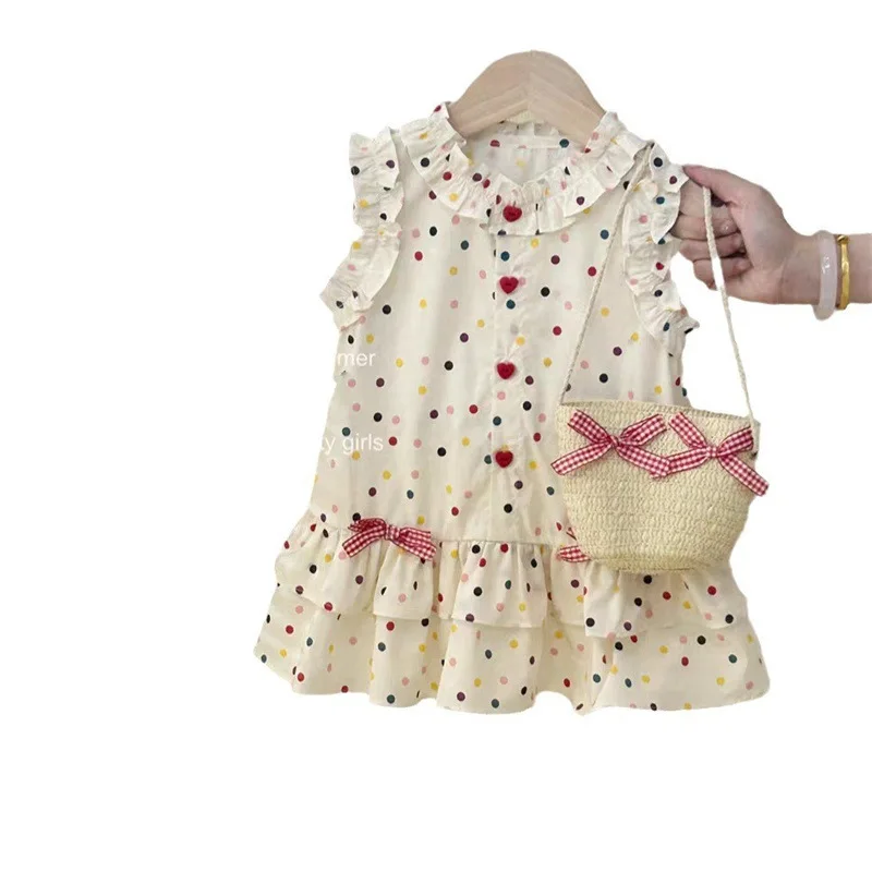 Летняя новая красочная юбка в горошек для девочек из Южной Кореи Модное детское