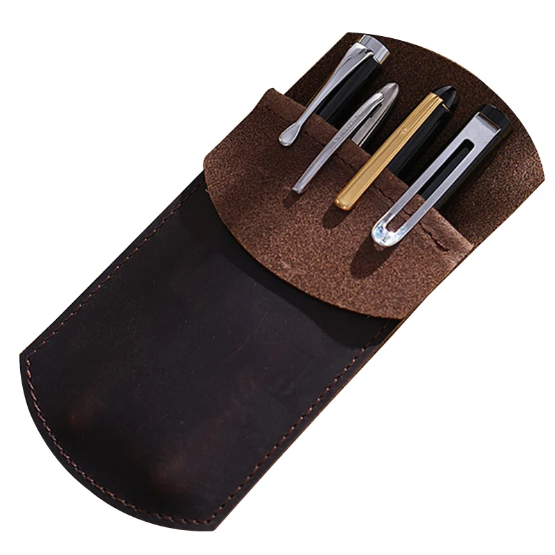 

Hand Made 100% Cowhide Pencilcase Real Leather Pencil Case Pen Holder Pouch Bag Portable Stationery Office School Supplies Gift