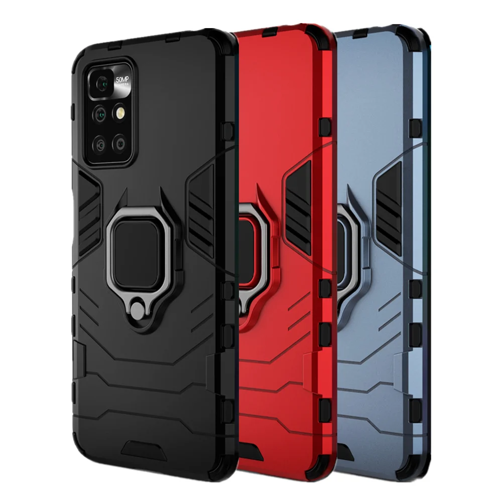 

Redmi 10 Shockproof Case for Redmi 10 10 Prime Note 10 Pro 10T 5G Ring Stand Phone Back Cover for Xiaomi POCO X3 GT X3 Pro F3 GT