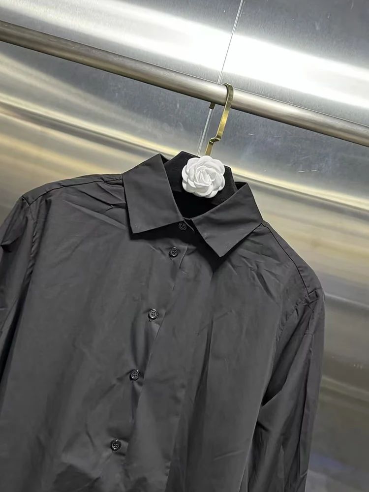 Свободные минималистичные однотонные рубашки VGH для женщин Лоскутная