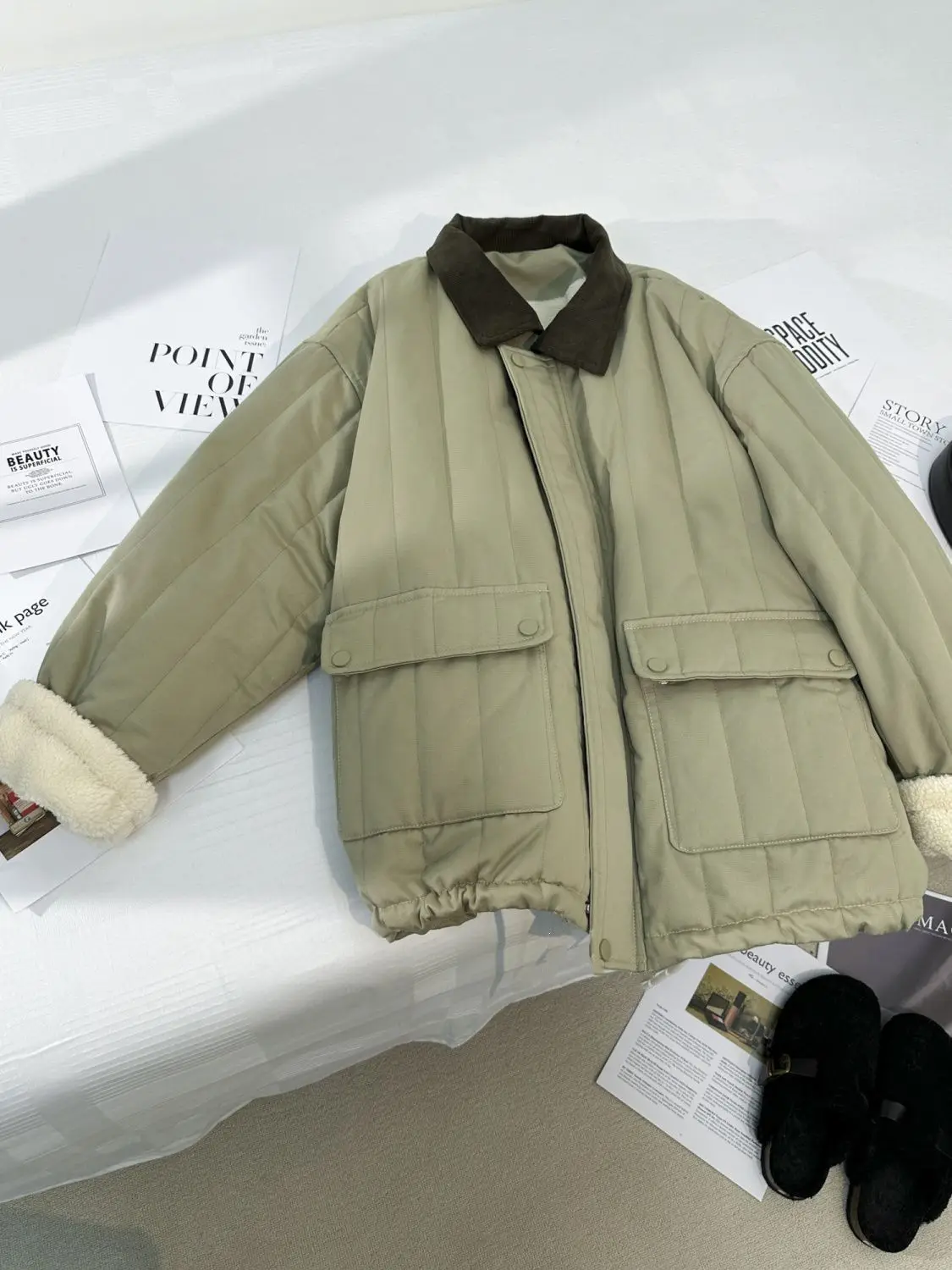 Корейское пальто из овечьей шерсти с хлопковой подкладкой женская зимняя новая