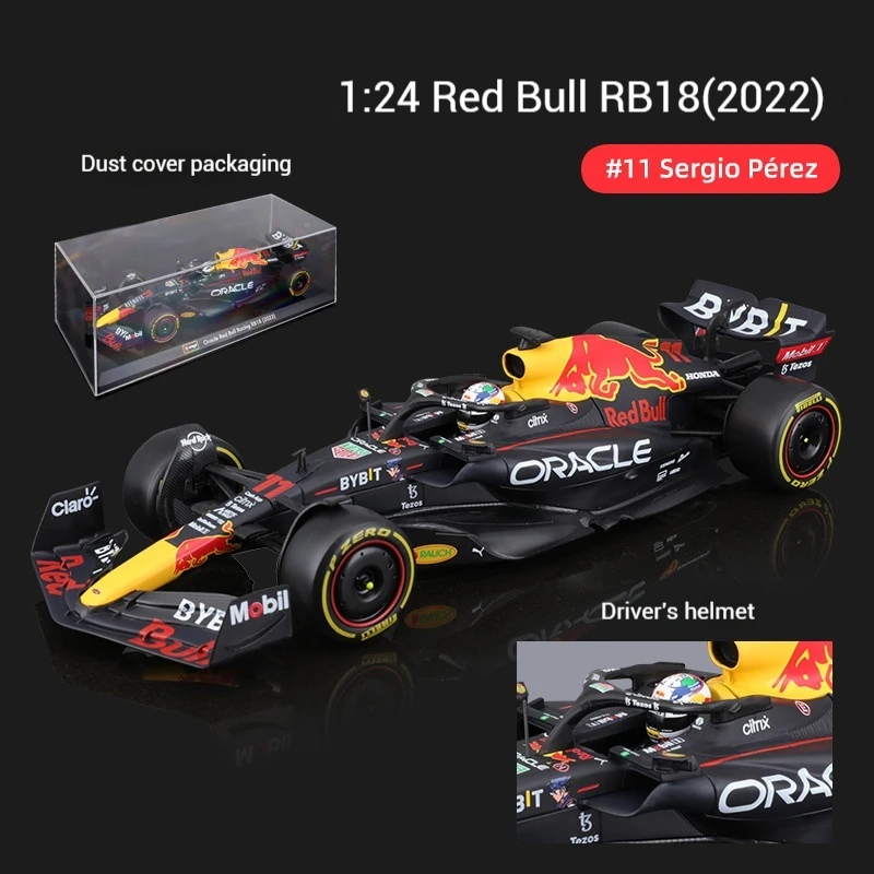 ago 1:24 Red Bull Rb18 1 Verstappen 11 Perez F1 Model samochodu 2022 Symulacja stopu Formuła Wyścigi Zabawka Ozdoba Prezent