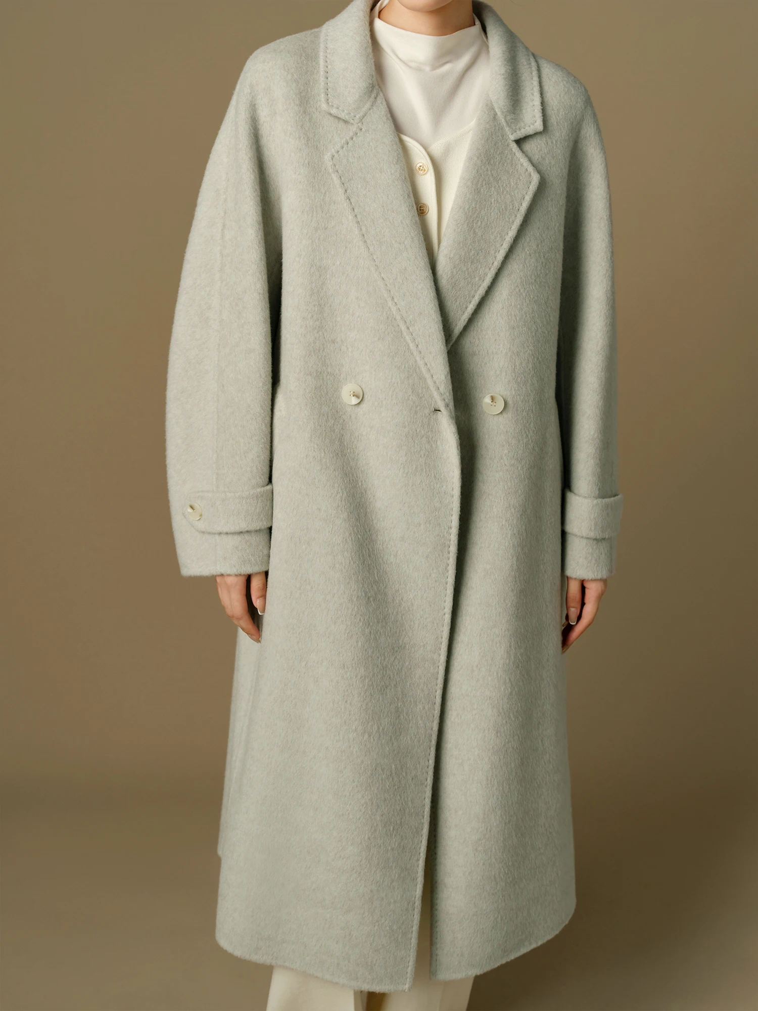 Классический женский костюм DUSHU больших размеров двустороннее шерстяное пальто