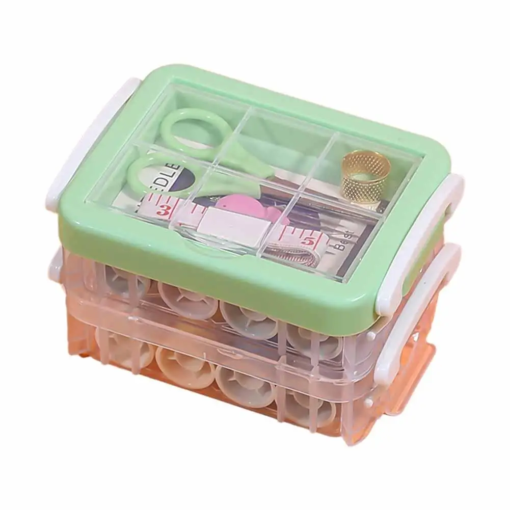 Пластиковый прозрачный ящик для хранения швейных ниток органайзер рукоделия