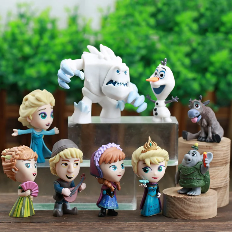 

5-7 см 9 шт./лот замороженная Мини Q версия Эльза Анна Олаф кукла игрушка гасяпон оболочка кукла модель настольное украшение подарки для детей