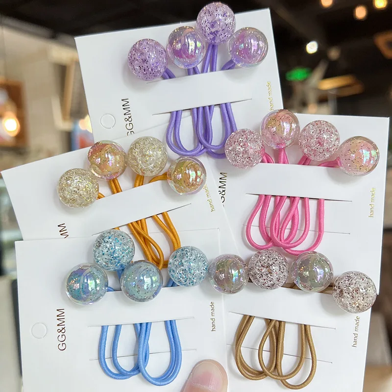 

Резинки для волос для девочек, с акриловыми бусинами, 2 шт./лот