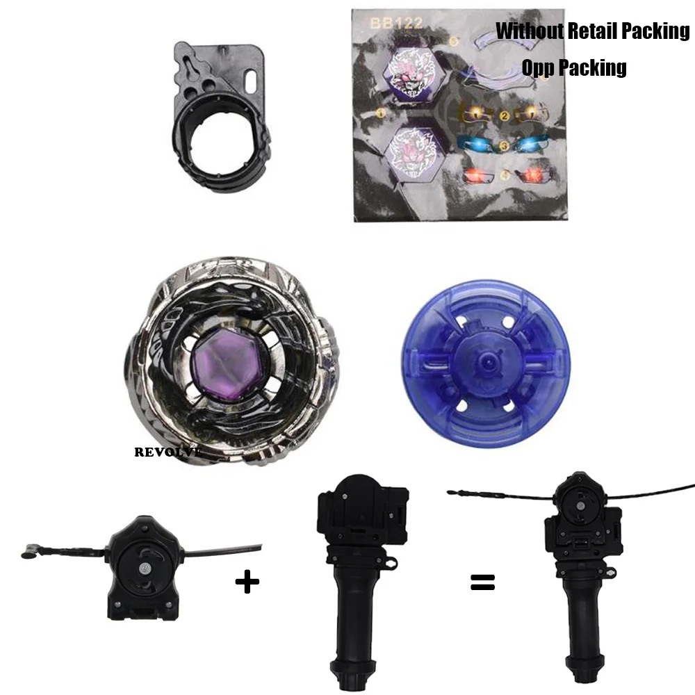 Фото Старые B-X TOUPIE BURST BEYBLADEs METAL FUSION BB-122 4D DIABLO NEMESIS X:D с рукояткой + черная тяговая леска №1