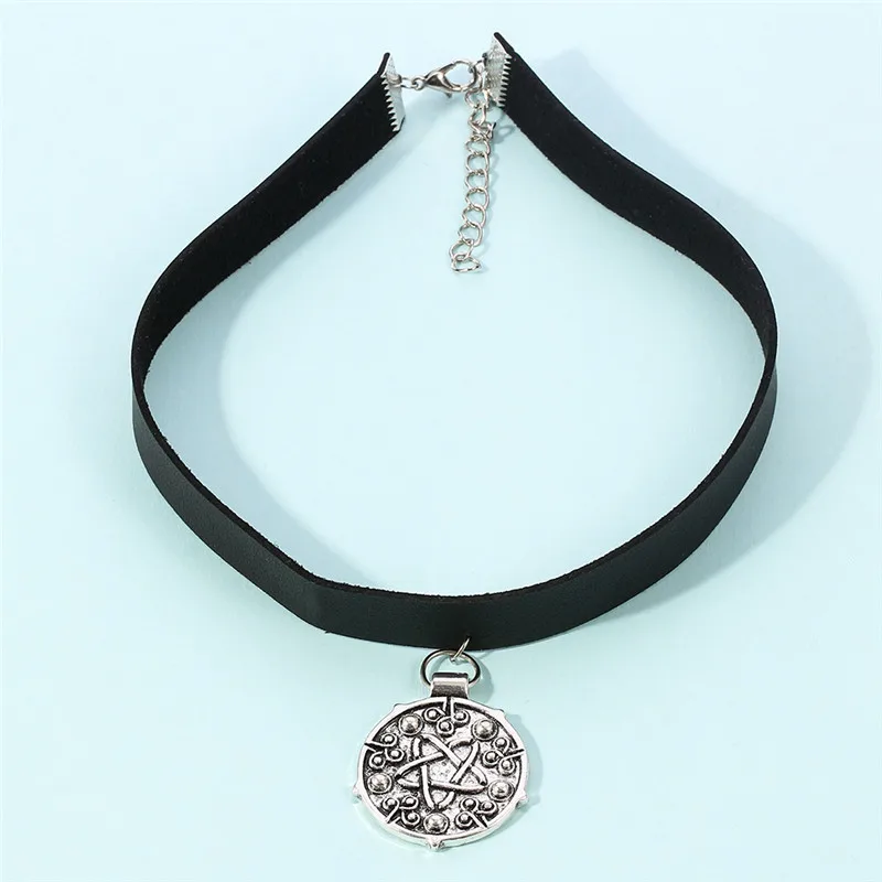 Wizard 3 Medallion Women Necklace Men Choker Neck Stainless Steel Necklaces for Leather Women's Chokers Fashion | Украшения и