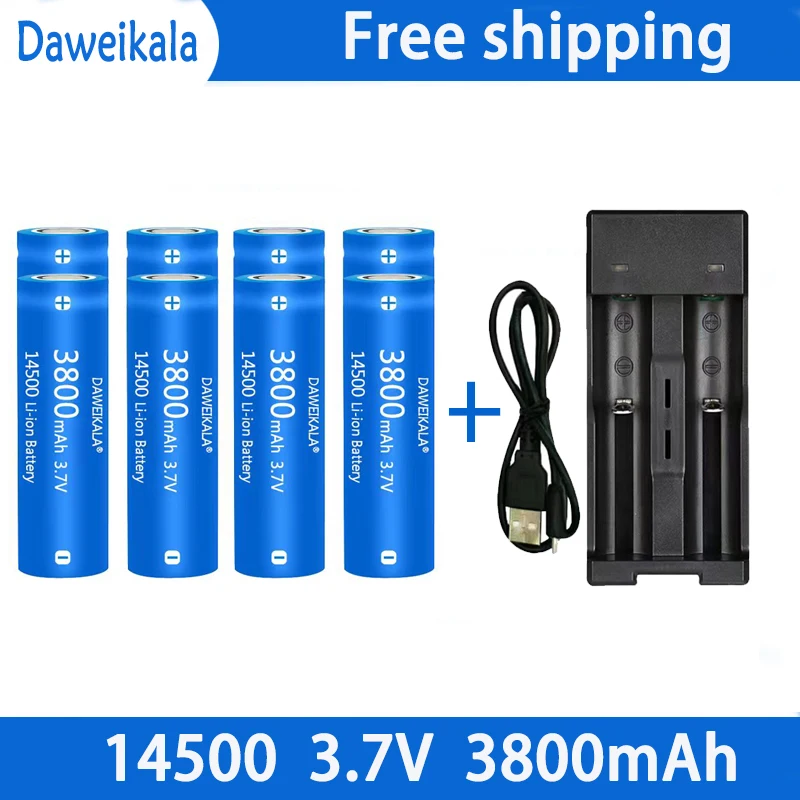 

14500 battery 3.7V large capacity 3800mah lithium ion battery, used for electric toothbrush, razor, barber rechargeable battery