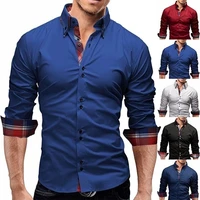 new long sleeved shirt mens shirt korean slim fit double neck splicing 2022 youth casual shirt mens shirt