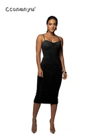 summer black bodycon maxi evening dresses for women 2022 vestido feminino pencil spaghetti strap party club elegant midi dress