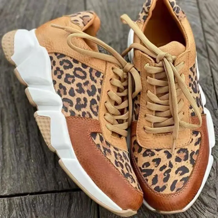 

Shoes for Women 2022 Platform Wedges Sneakers Lace Up Outside Leopard Causal Shoes Plus Size Vulcanize Shoes Zapatos De Mujer