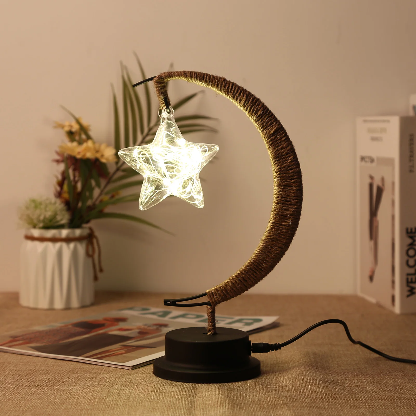 

Retro Moon Night Light Thanksgiving Christmas Halloween Table Lamp Decorations for Home Bedroom Party Ornament