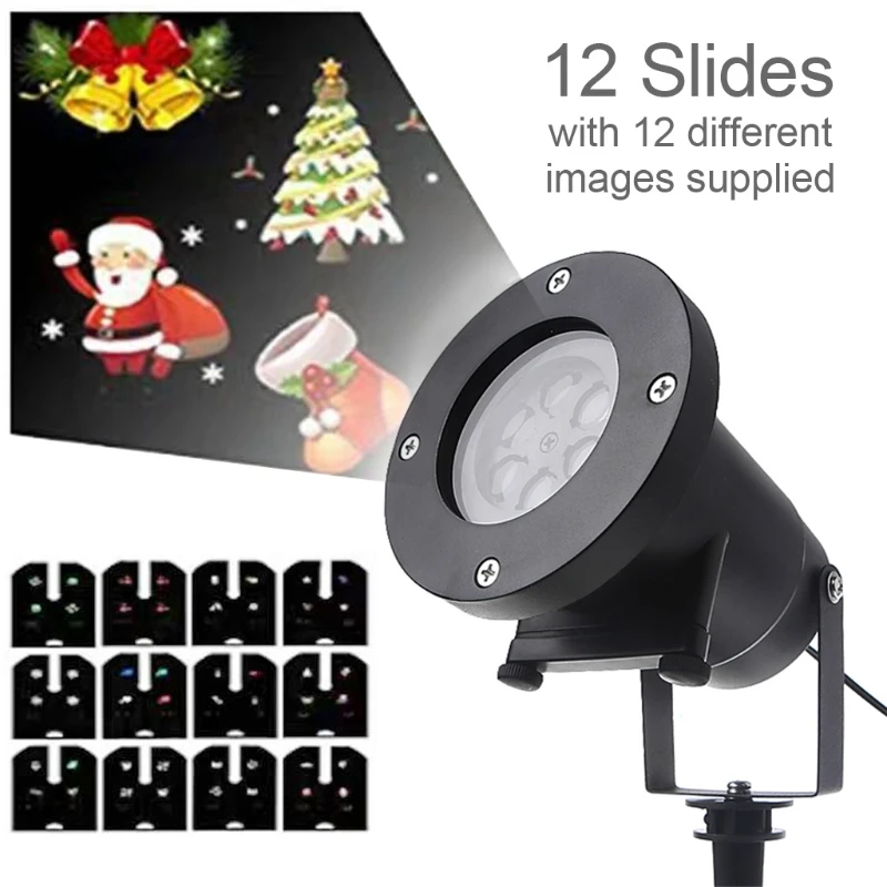 

Waterproof Projector Light Rotating Landscape Lamp 12 Switchable Scene Pattern LED Spotlight for Christmas Birthday Party