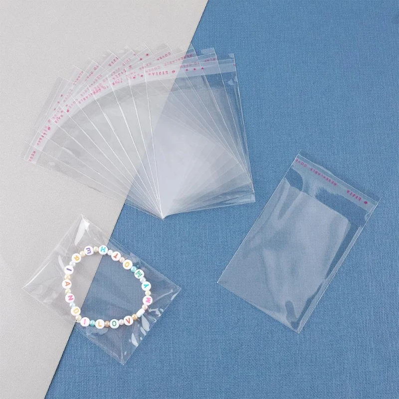 600Pcs Clear Self-Adhesive Sealing OPP Cellophane Bags Small Jewelry Storage Pouches Wedding Party Favor Candy Cookies Packaging