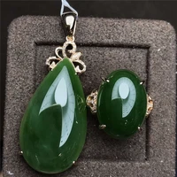 green jade 7 21g pendant 2 6g ring jewelry set wholesale 18k gold natural gemstone