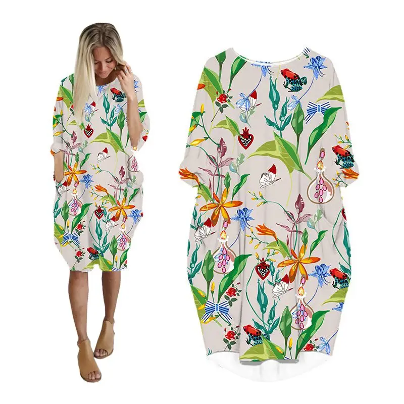 

Платье женское средней длины с длинным рукавом, модная повседневная винтажная одежда в Корейском стиле, большие размеры, на лето