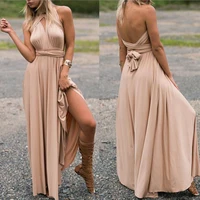 summer fashion elegant ladies solid color cross backless sexy bandage dress long dress party dress for women plus size dress